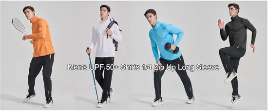 Customized Logo Mens Upf 50+ Sun Protection Golf Fishing Running Sports Shirts 1/4 Zip up Long Sleeve Rashguard