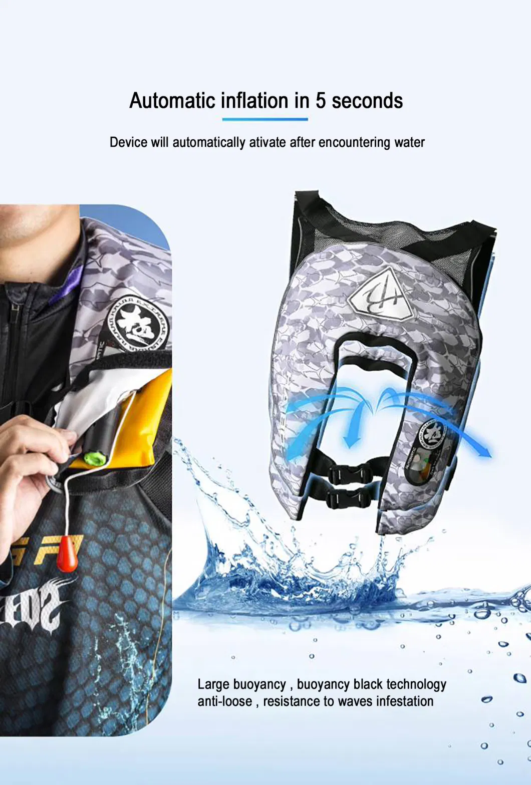 Haibo Life Vest Automatic Inflatable Lifejacket for Fishing and Aquatic Sports